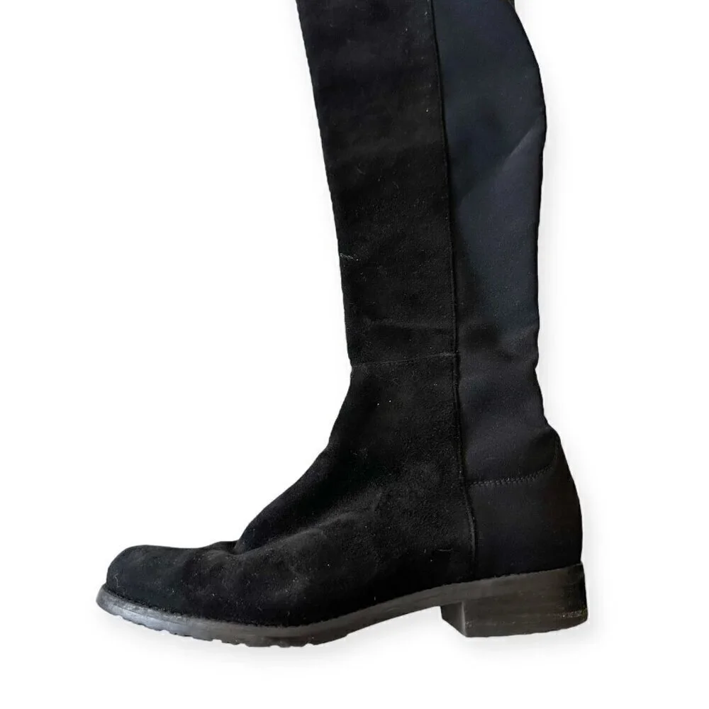 Stuart Weitzman‎ Over the Knee Black Suede/Stretch 50/50 Boots, Size 6M